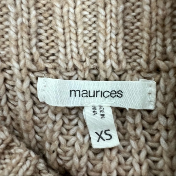 MAURICES Women’s Pullover Mock Neck Sweater Sz XS Color Tan Stretch 8” Slit - Picture 4 of 10